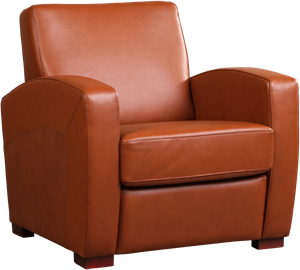 Donkercognac leren landelijke fauteuil Kindly - poot hout bruin - Massif Leer Armagnac (donkercognac leer)