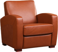 Donkercognac leren landelijke fauteuil Kindly - poot hout bruin - Massif Leer Armagnac (donkercognac leer)