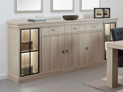 Dressoir ORANO DELUXE 5 deuren 3 lades olm bruin