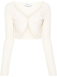 Blumarine cardigan crop à broderies - Tons neutres