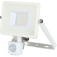 LED Bouwlamp 20 Watt met Sensor - LED Schijnwerper - Viron Dana - Helder/Koud Wit 6400K - Mat Wit - Aluminium - SAMSUNG LEDs