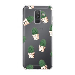 Cactusprint roze: Samsung Galaxy A6 Plus (2018) Transparant Hoesje