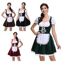 Carnaval Oktoberfest bier Kostuum Jurken Dirndl Trachtenkleider hulp in de huishouding Duits München Weiden Dames Doek in traditionele stijl Kleding Lightinthebox