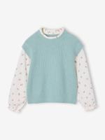 Trui 2 in 1 meisjesmouwen grijsblauw