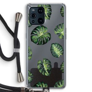 Tropische bladeren: Oppo Find X3 Transparant Hoesje met koord