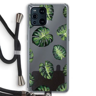 Tropische bladeren: Oppo Find X3 Transparant Hoesje met koord