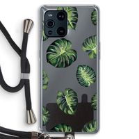Tropische bladeren: Oppo Find X3 Transparant Hoesje met koord
