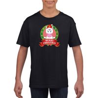 Zwart Kerst t-shirt voor kinderen met een eenhoorn - thumbnail