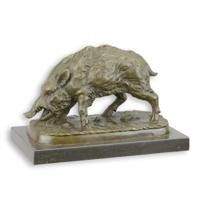 A BRONZE SCULPTURE OF A WILD BOAR