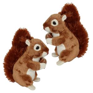 Knuffeldier Eekhoorns - 2x - zachte pluche stof - premium kwaliteit knuffels - rood - 16 cm