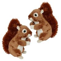 Knuffeldier Eekhoorns - 2x - zachte pluche stof - premium kwaliteit knuffels - rood - 16 cm - thumbnail