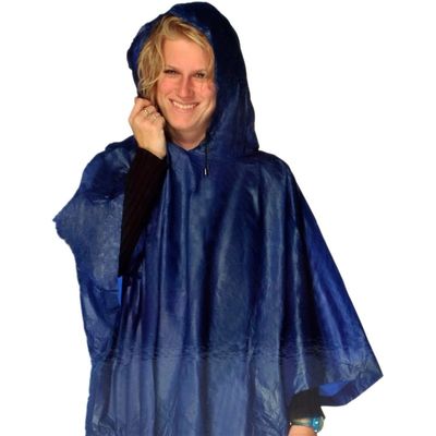 4x stuks blauwe regenponchos met capuchon voor volwassenen