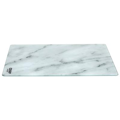 Cook Concept snijplank/serveerplank van glas - rechthoek - wit met marmer print - 40 x 30 cm