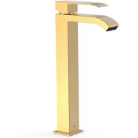 Wastafelkraan Tres Cuadro | Opbouw | Mengkraan | Waterval uitloop | Hoog model | 1-hendel | Vierkant | 24k Goud glans