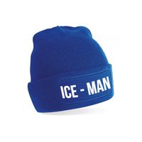 Ice-man muts - unisex - one size - blauw - apres-ski muts One size  -