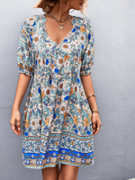 Loose Cotton Casual Disty Floral Dress