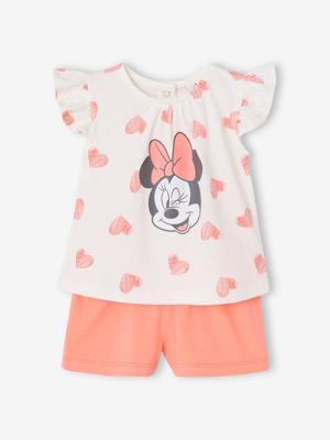 Disney® babyset T-shirt en short Minnie Hearts koraal