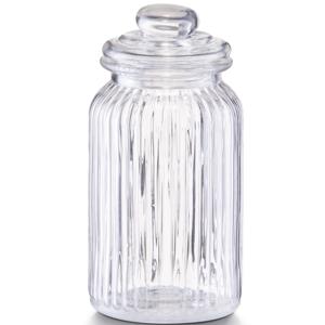 Zeller Voorraadpot - glas - rond - strepen - 1,2 L - 11 x 22 cm - bewaarpot