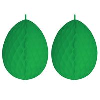 2x stuks hangdecoratie honeycomb paaseieren groen van papier 30 cm - thumbnail