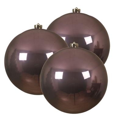 Decoris Kerstbal - 3x stuks - lila paars - groot - D14 cm - kunststof - glans