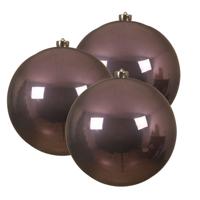 Decoris Kerstbal - 3x stuks - lila paars - groot - D14 cm - kunststof - glans