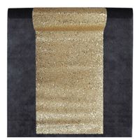 Feest tafelkleed met glitter loper op rol - zwart/goud - 10 meter - Feesttafelkleden - thumbnail