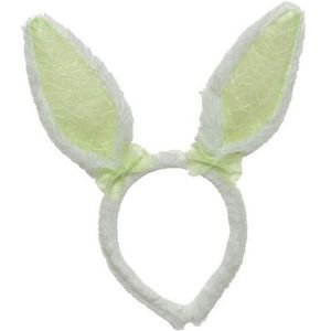 Wit/groene konijn/haas oren verkleed diadeem voor kids/volwassen   -
