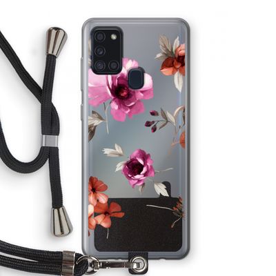 Geschilderde bloemen: Samsung Galaxy A21s Transparant Hoesje met koord