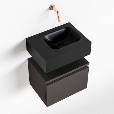 Toiletmeubel Mondiaz Andor | 40 cm | Meubelkleur Dark grey | Lex vrijhangend wastafel Urban Rechts | Zonder kraangat