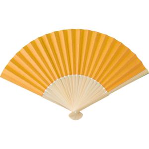 Handwaaier/spaanse waaier - geel - bamboe/papier - 36 x 21 cm - verkoeling/zomer