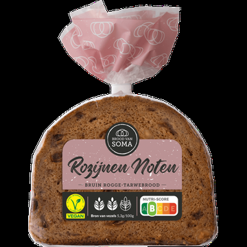 Brood van Soma Rozijnen Noten Bruin RoggeTarwebrood 400 g bij Jumbo