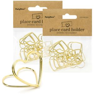 Naamkaart/plaatskaart houders - hartje - Bruiloft - 50x stuks - goud - 2,5 cm