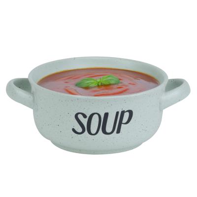 Soepkom van aardewerk - groen - Dia 13,5 cm - 470 ml - Servies - Soepkommen