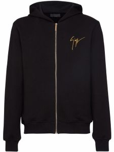 Giuseppe Zanotti hoodie LR-17 zippé à logo brodé - Noir