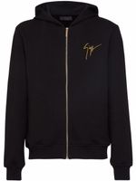 Giuseppe Zanotti hoodie LR-17 zippé à logo brodé - Noir