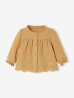 Geborduurde babyblouse okergeel Geborduurde babyblouse okergeel