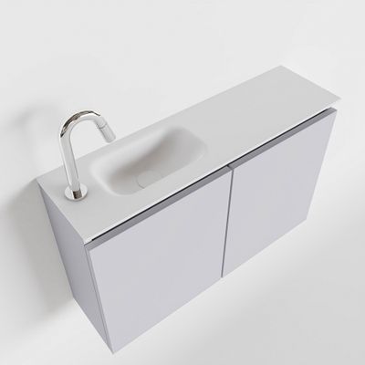 Toiletmeubel Mondiaz Ture | 80 cm | Meubelkleur Cale | Eden wastafel Talc Links | 1 kraangat