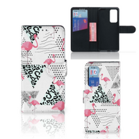 Huawei P40 Telefoonhoesje met Pasjes Flamingo Triangle - thumbnail