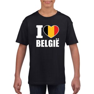 Zwart I love Belgie fan shirt kinderen