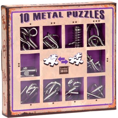 10 metal puzzles set paars