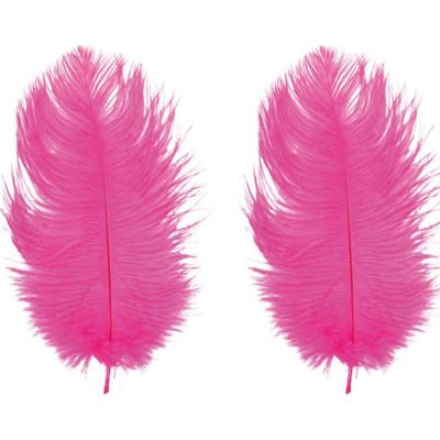 Roetveeg Piet Struisvogelveren - 2x - fuchsia roze - 30-35 cm - Sinterklaas verkleedveer