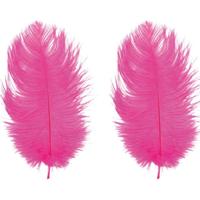 Roetveeg Piet Struisvogelveren - 2x - fuchsia roze - 30-35 cm - Sinterklaas verkleedveer