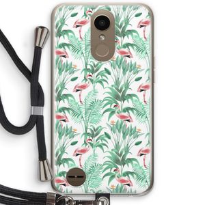 Flamingo bladeren: LG K10 (2017) Transparant Hoesje met koord