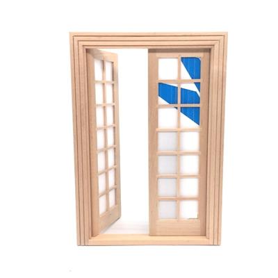 2 stuks 1:12 Dollhouse DIY Mini deur en raam materiaal eenvoudige 28 roosters dubbele ppen deur