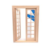 2 stuks 1:12 Dollhouse DIY Mini deur en raam materiaal eenvoudige 28 roosters dubbele ppen deur