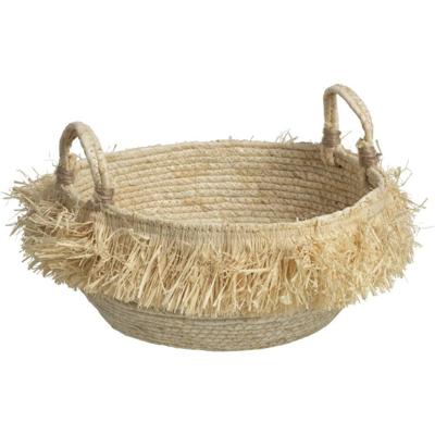 Leen Bakker - Mand Fringes - Naturel - 20xØ35 Cm - Raffia - Beige