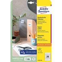 Klevende etiketten Avery Wit 25 Lakens 45 x 45 mm