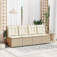 Tuinbank met kussen Beige Poly riet