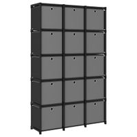 Kast met 15 vakken met boxen 103x30x175,5 cm stof zwart