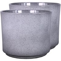 2x Stuks Plantenpot Calla - grijs - gespikkeld - keramiek - 13 x 12,5 cm - bloempot